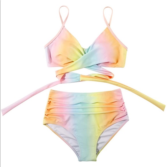 Rainbow High Waisted Bikini w/ Push Up Top - Picture 7 of 8